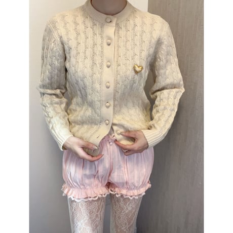 〈vintage〉 cream beige cable cardigan