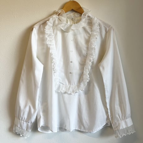〈vintage〉sheer ruffle frill blouse