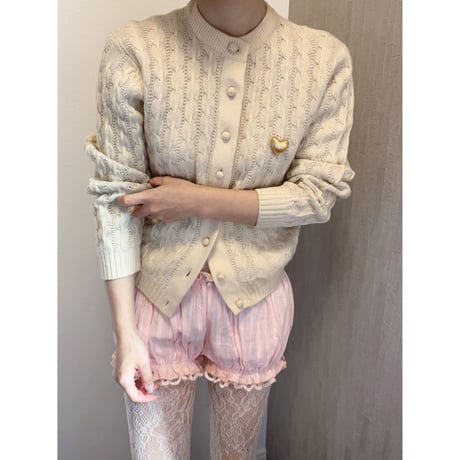 〈vintage〉 cream beige cable cardigan