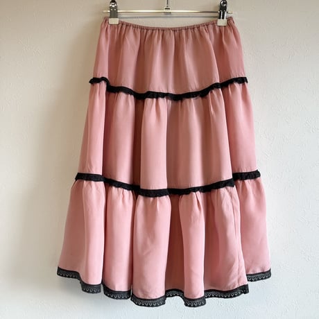 〈vintage〉pink tiered skirt