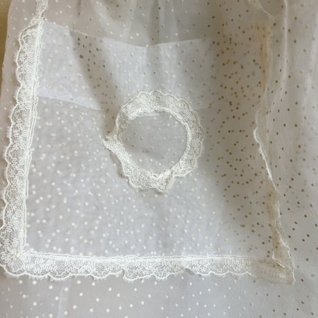 〈vintage〉flocky dot sheer apron
