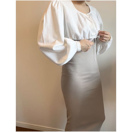 〈vintage〉cross stitch & volume sleeve cropped blouse