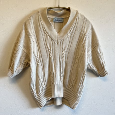 〈vintage〉made in Italy/half sleeve cable  knit
