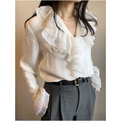 〈vintage〉pleats collar tops