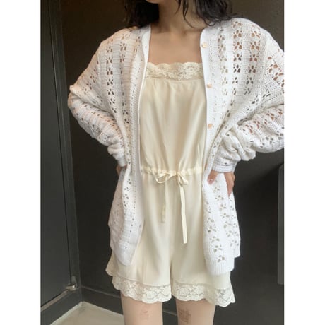 〈vintage〉eyelet design crochet cardigan