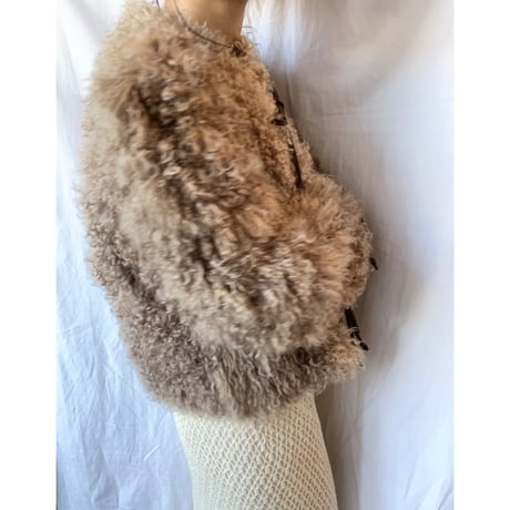 〈vintage〉curly fake fur jacket