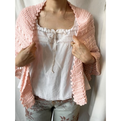 〈vintage〉crochet knit cape with ladder lace