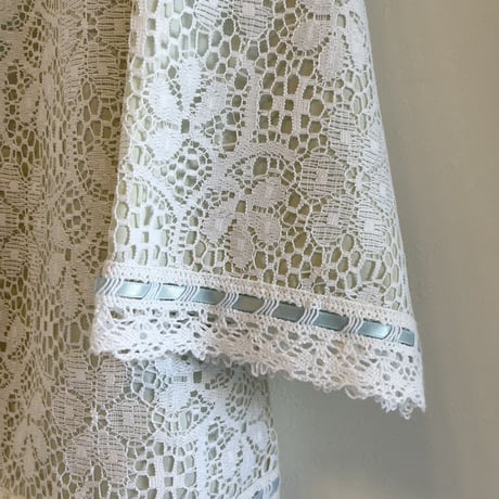 〈vintage〉made in USA/satin ribbon & laddar lace bolero