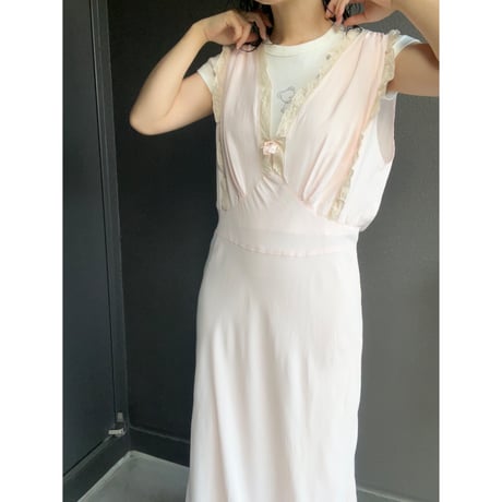 〈vintage〉baby pink slip dress