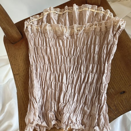 〈vintage〉shirring bustier with satin ribbon