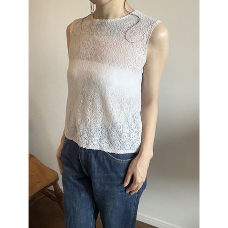 〈vintage〉pail blue lace tops