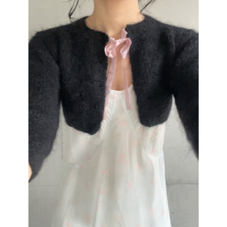 〈vintage〉mohair knit bolero with silk ribbon