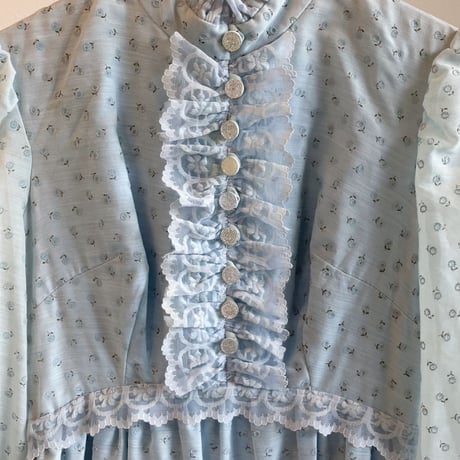 〈vintage〉 flocky flower print one-piece