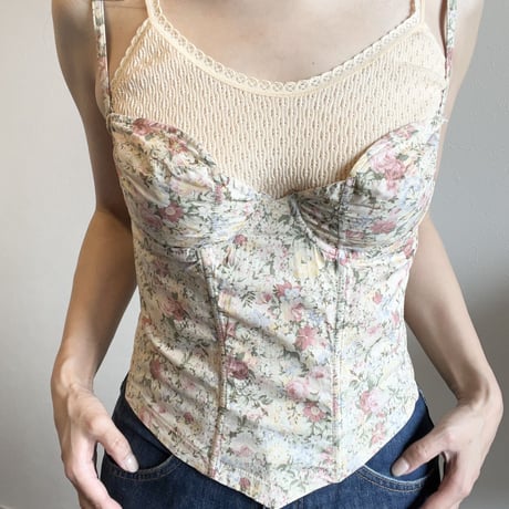〈vintage〉made in France/antique flower pattern bustier