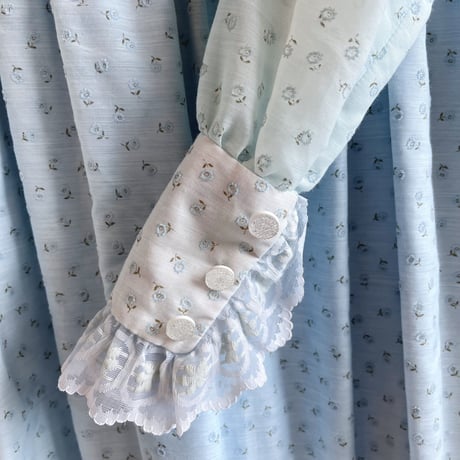〈vintage〉 flocky flower print one-piece