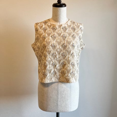 〈vintage〉embroidery design silk blouse