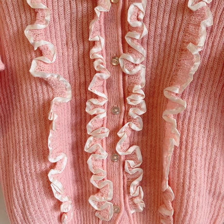 〈vintage〉made in Italy/frill design cardigan