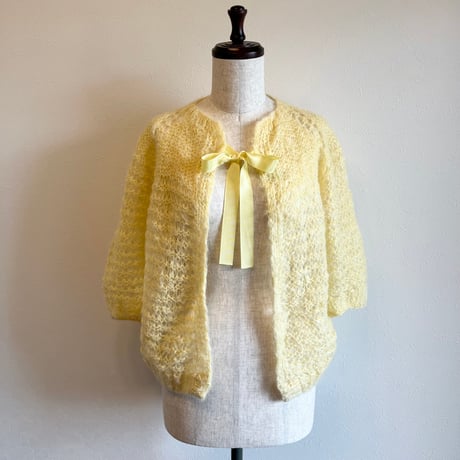 〈vintage〉low gauge mohair cardigan with bow