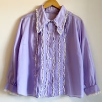 〈vintage〉lace piping long collar shirt