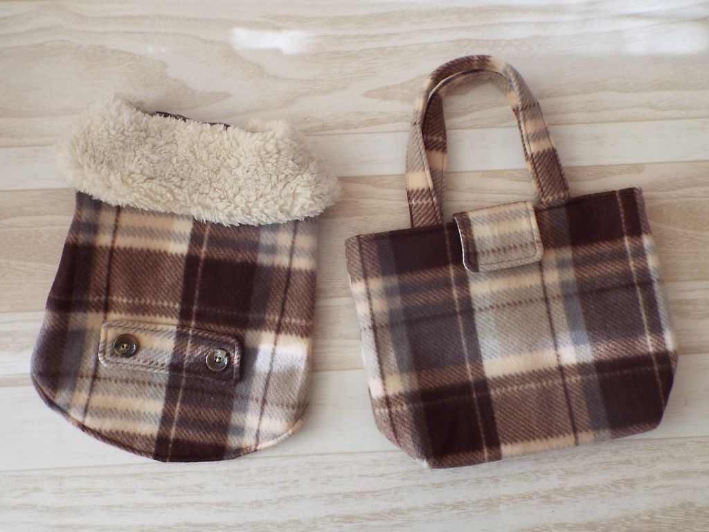 犬服＆バッグ】お揃いでお出かけ❤ わんちゃん用ファー付きお出かけ