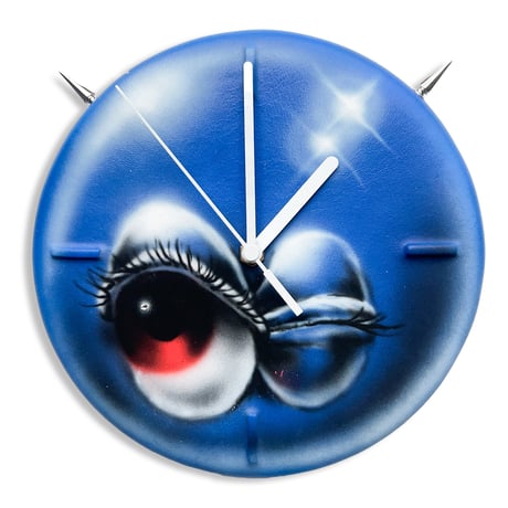 1of1 airbrush hand made leather wall clocks #8