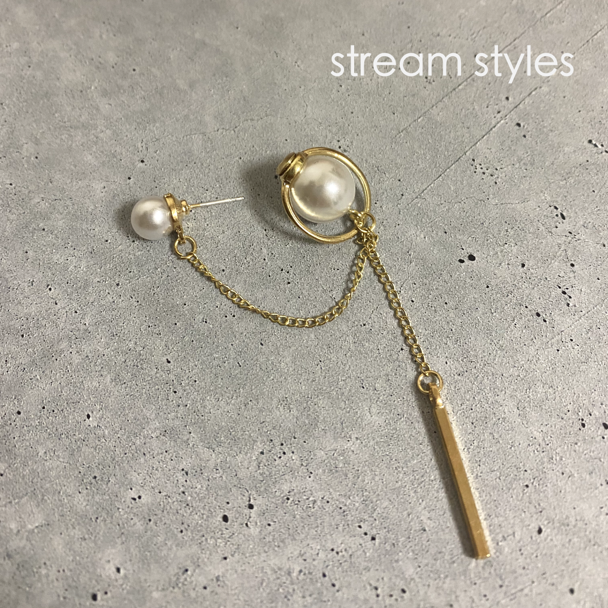silver925 （14KGコーティング）パールチェーンデザインピアスP0008  
