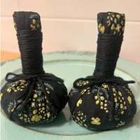 【あずきのお灸玉®︎】🌼ミモザ・サークル柄（ブラック）