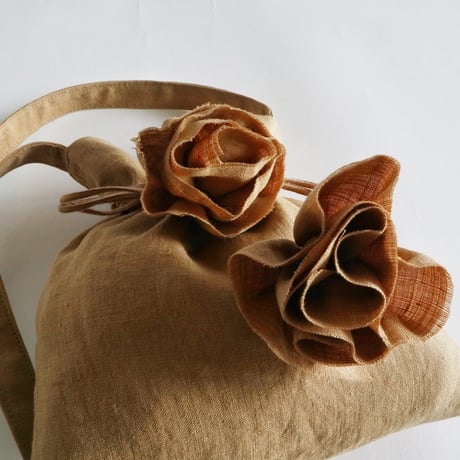 linen tote bag & linen drawstring  shoulder bag ( beige)