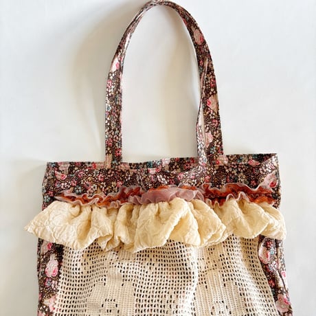 "upcycle" vintage lace  bag  (old rose)
