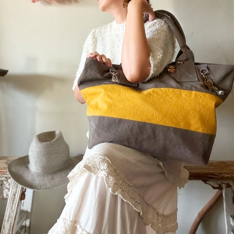 bicolor tote bag (gray & yellow)