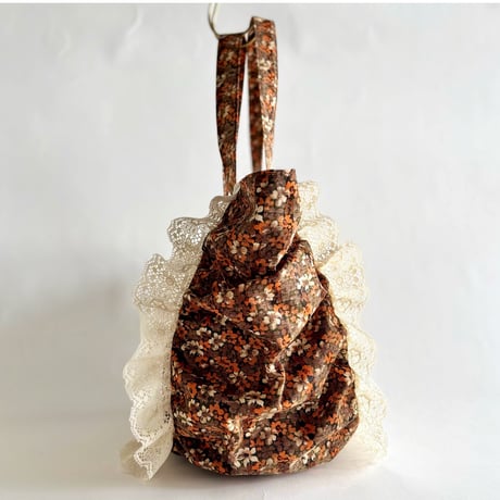 vintage fabric gather bag  "B"
