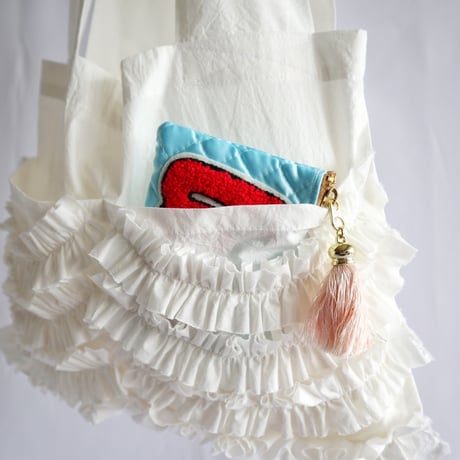 shirring pocket cotton bag (off white)