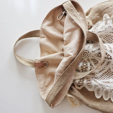 itarian linen drawstring 2way bag (doily)