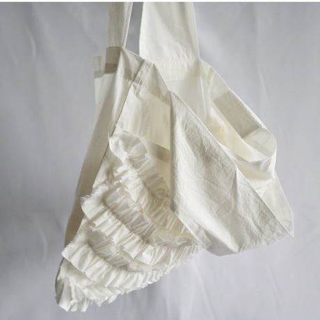 shirring pocket cotton bag (off white)