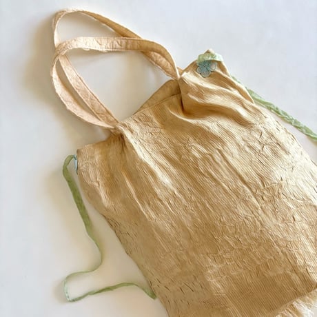 "upcycle" vintage lace  bag  (pale yellow)