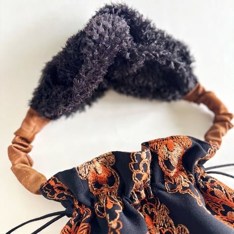 "upcycle"  vintage skirt  drawstring bag