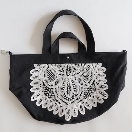 vintage lace bucket bag (charcoal)