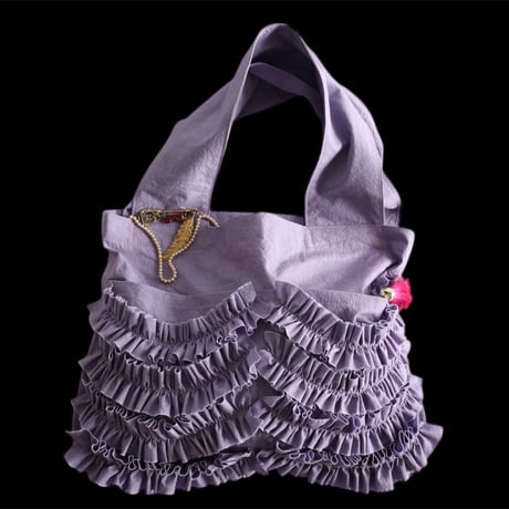 shirring pocket cotton bag (lavender)