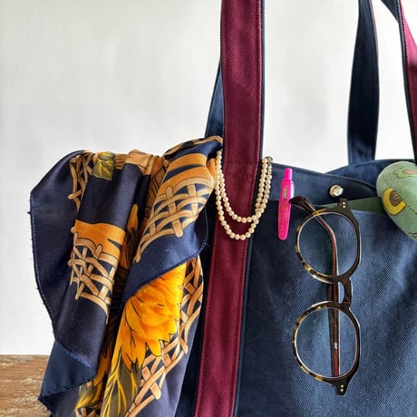 canvas tote bag (navy & bordeaux)