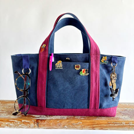 canvas tote bag (navy & bordeaux)