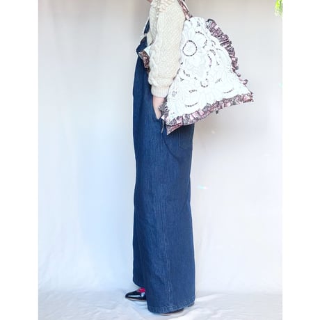 "upcycle" vintage lace  bag  (old rose)