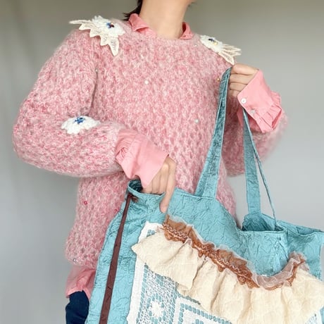 vintage lace  bag  (mint blue)
