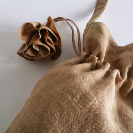 linen tote bag & linen drawstring  shoulder bag ( beige)