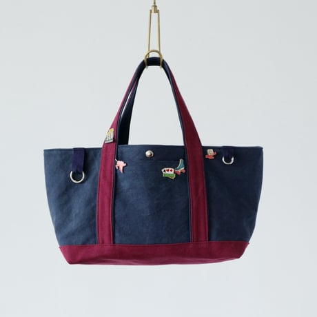 canvas tote bag (navy & bordeaux)
