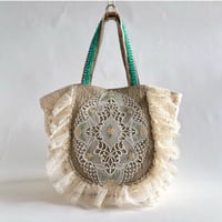 flower embroidery gather bag  "B"