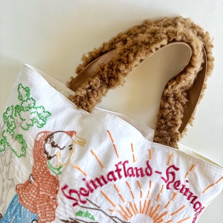 "upcycle" vintage embroidery bag (brown)