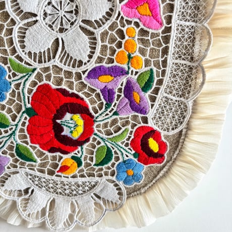 flower embroidery gather bag  "C"