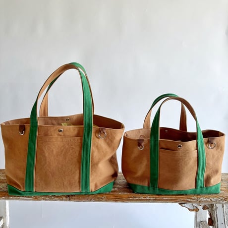 canvas tote bag (brick color  & green)