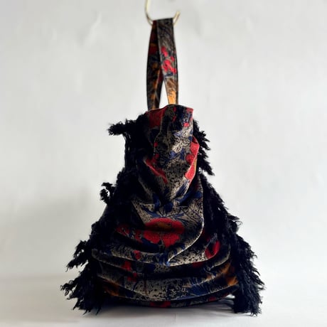 vintage fabric gather bag  "A"