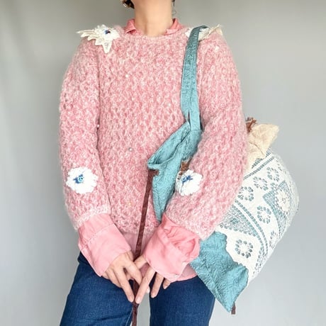 vintage lace  bag  (mint blue)